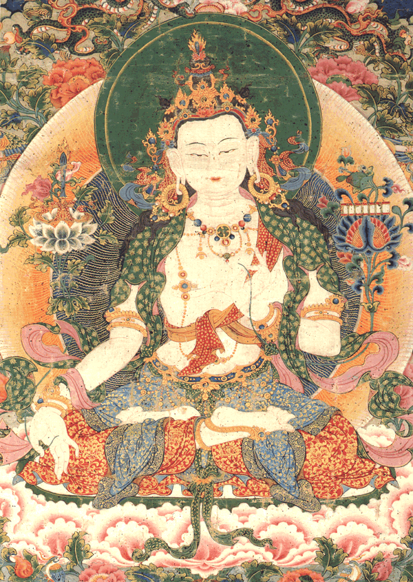 White Manjushri, Tibet 17th Century, Embodyment of Highest Wisdom-Knowledge OM AH RA PA TZA NA DHI